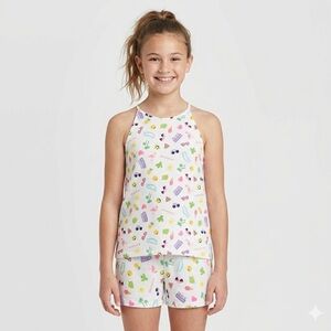 The Childrens Place Set Summer Graphic Tank Top XL 14 and shorts Size XL 14